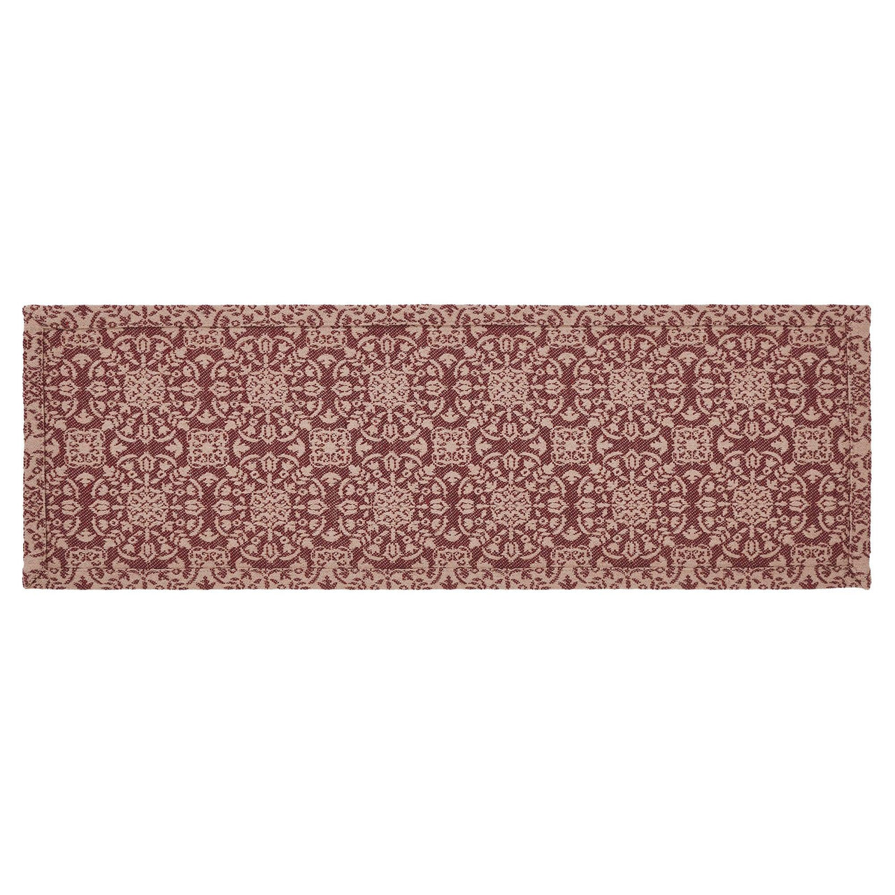 Custom House Burgundy Tan Jacquard Runner 8x24 - The Fox Decor