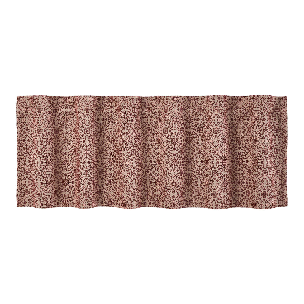 Custom House Burgundy Tan Jacquard Valance 18x60 - The Fox Decor