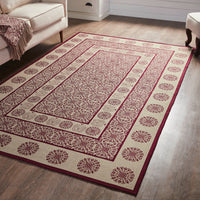 Custom House Burgundy Tan Jacquard Polyester Rug Rect 60