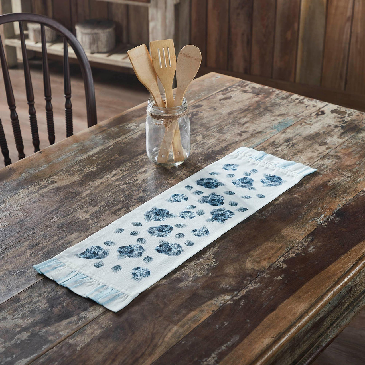 Finders Keepers Hydrangea Ruffled Runner 8x24 - The Fox Decor