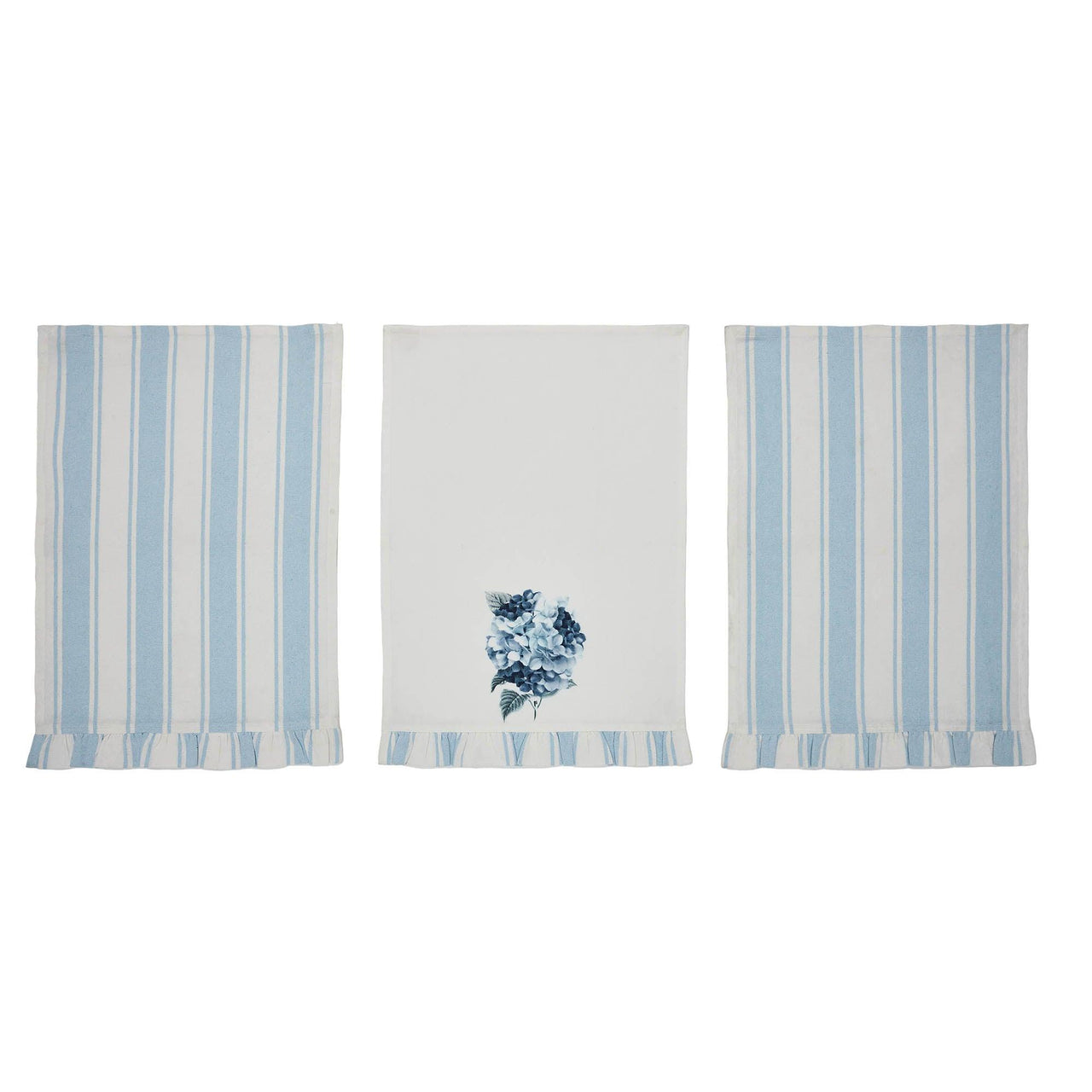 Finders Keepers Hydrangea Ruffled Tea Towel Set of 3 19x28 - The Fox Decor