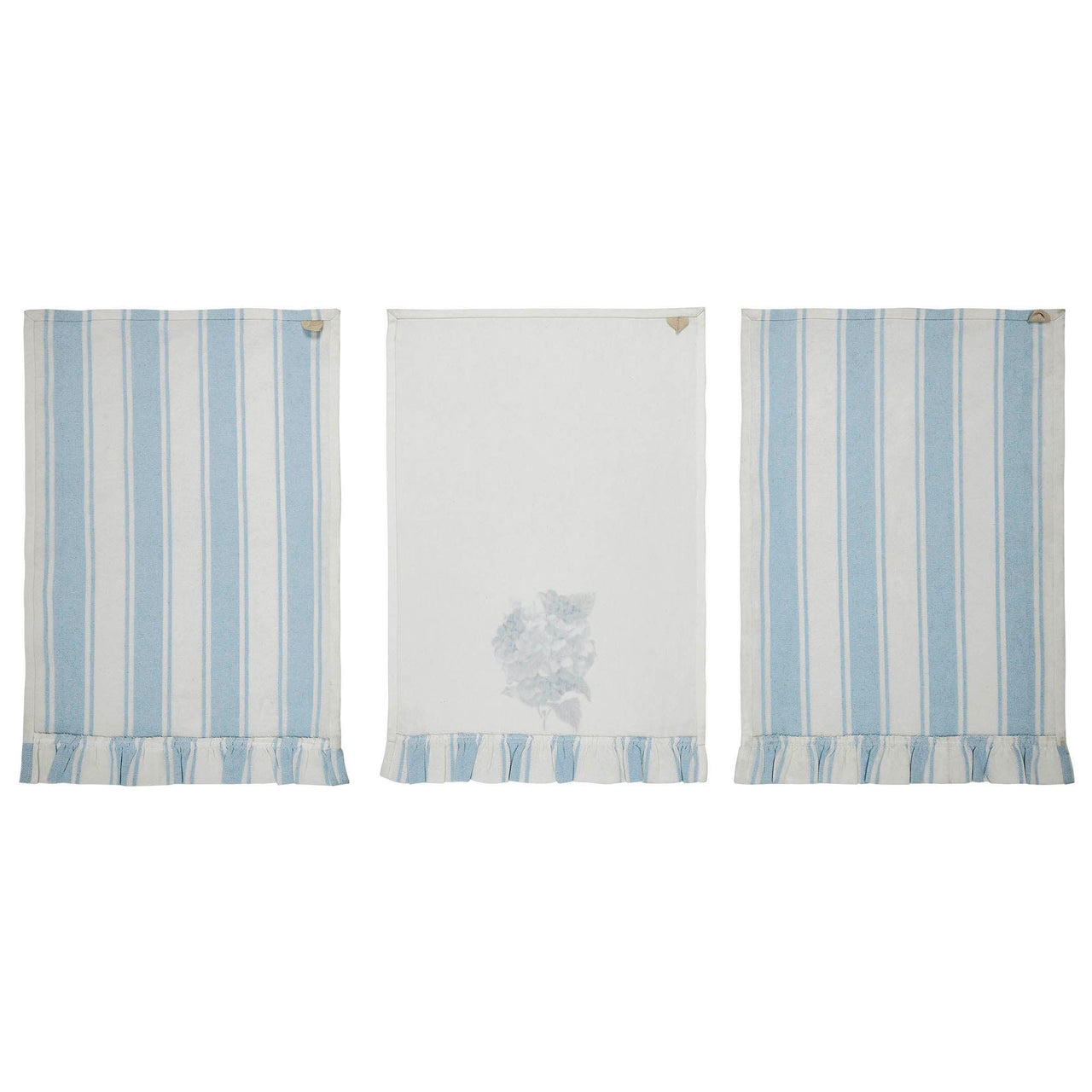 Finders Keepers Hydrangea Ruffled Tea Towel Set of 3 19x28 - The Fox Decor