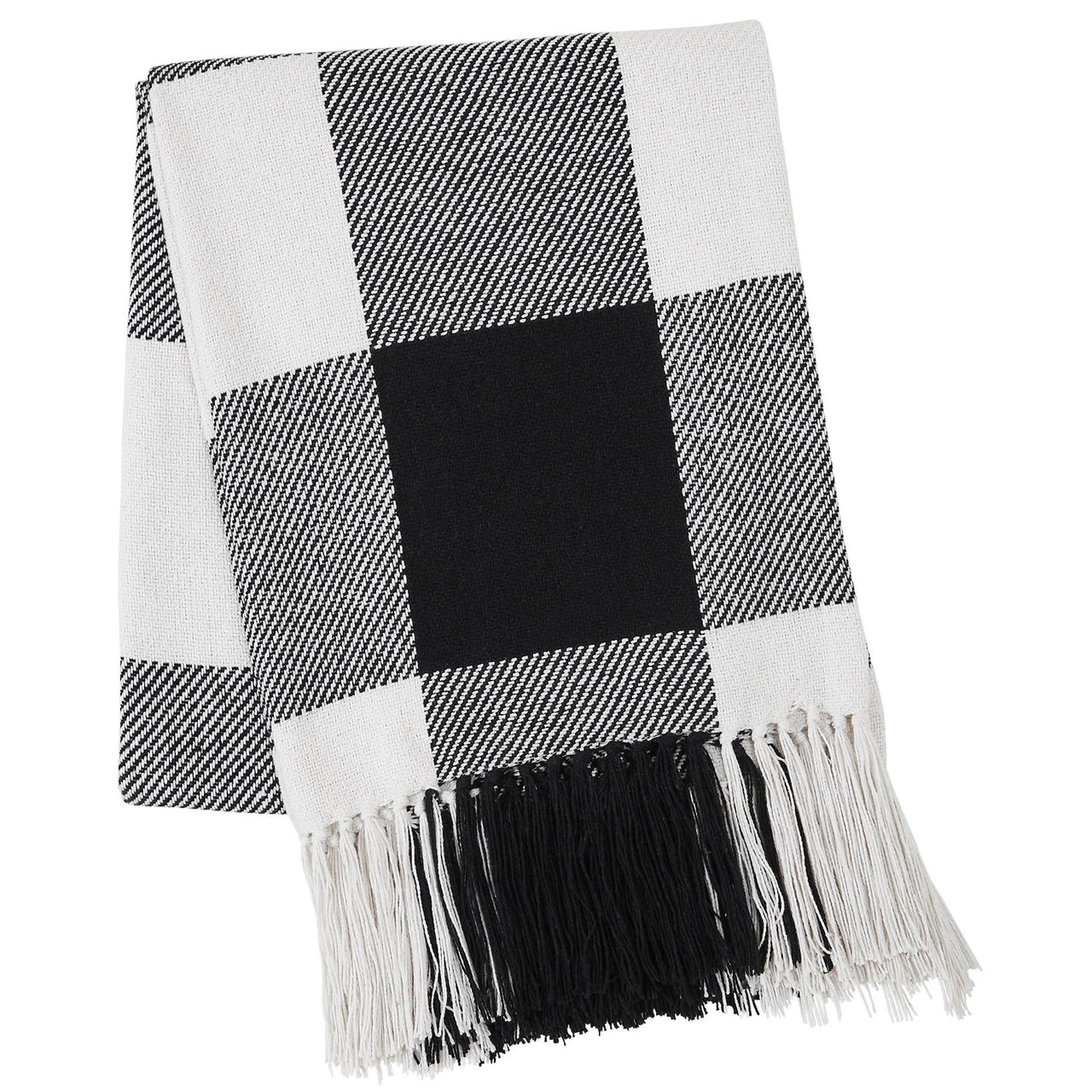 Annie Buffalo Check Black Woven Throw 50x60