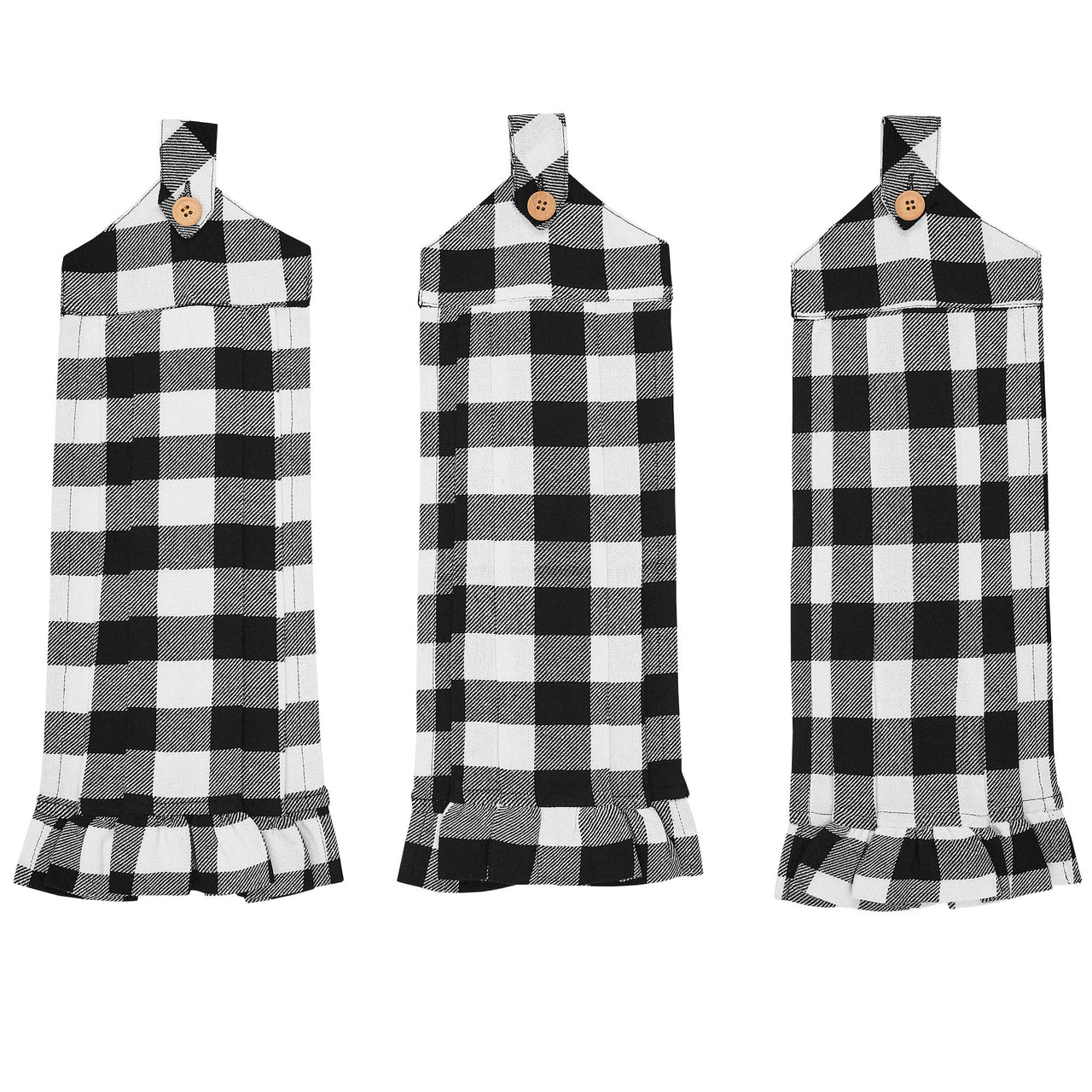 Annie Buffalo Check Black Button Loop Tea Towel Set of 3