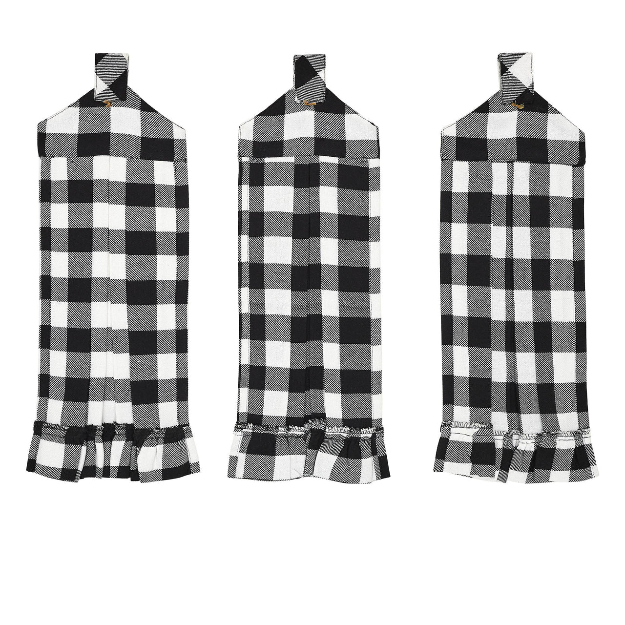 Annie Buffalo Check Black Button Loop Tea Towel Set of 3