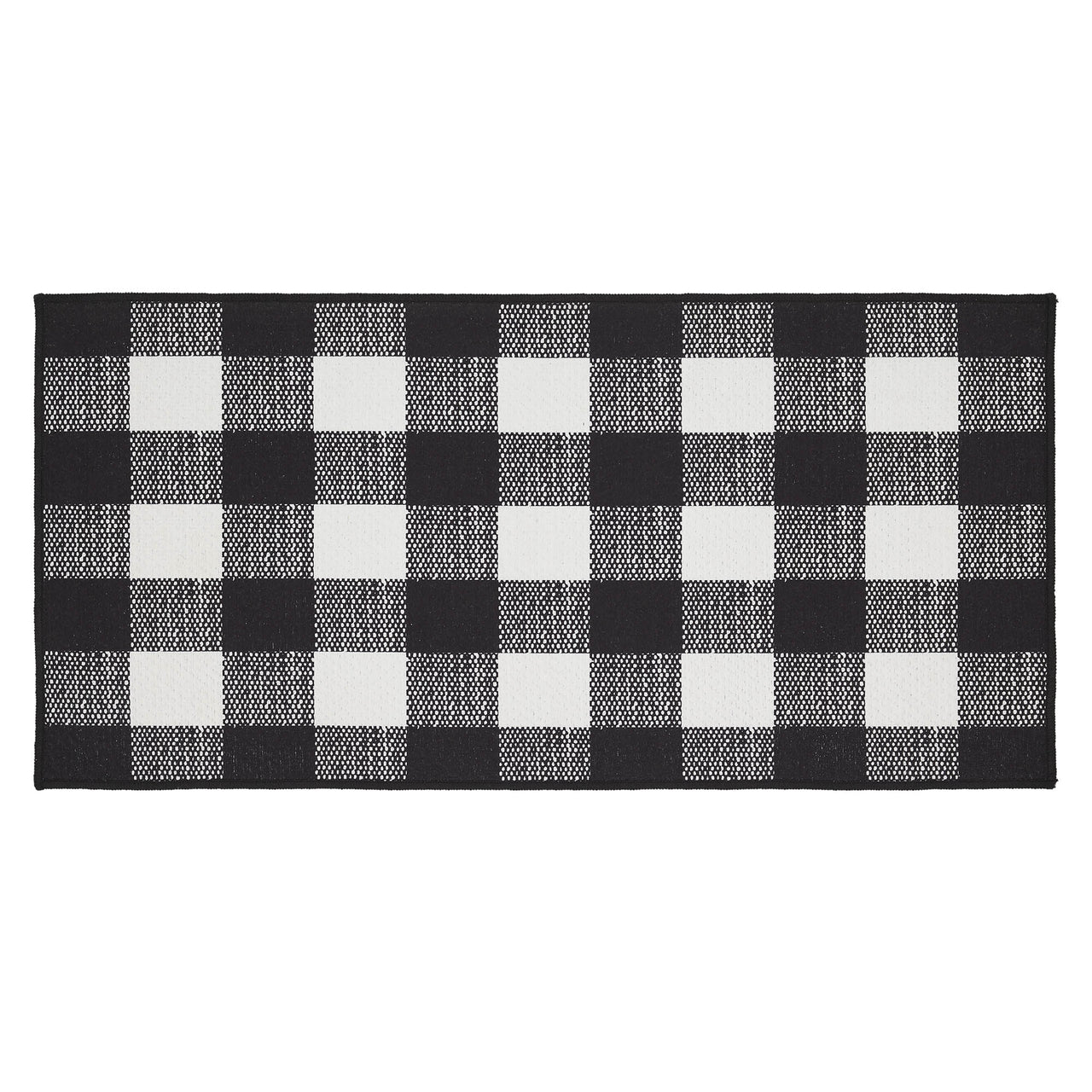 Annie Buffalo Check Black Polyester Rug Rect 17x36