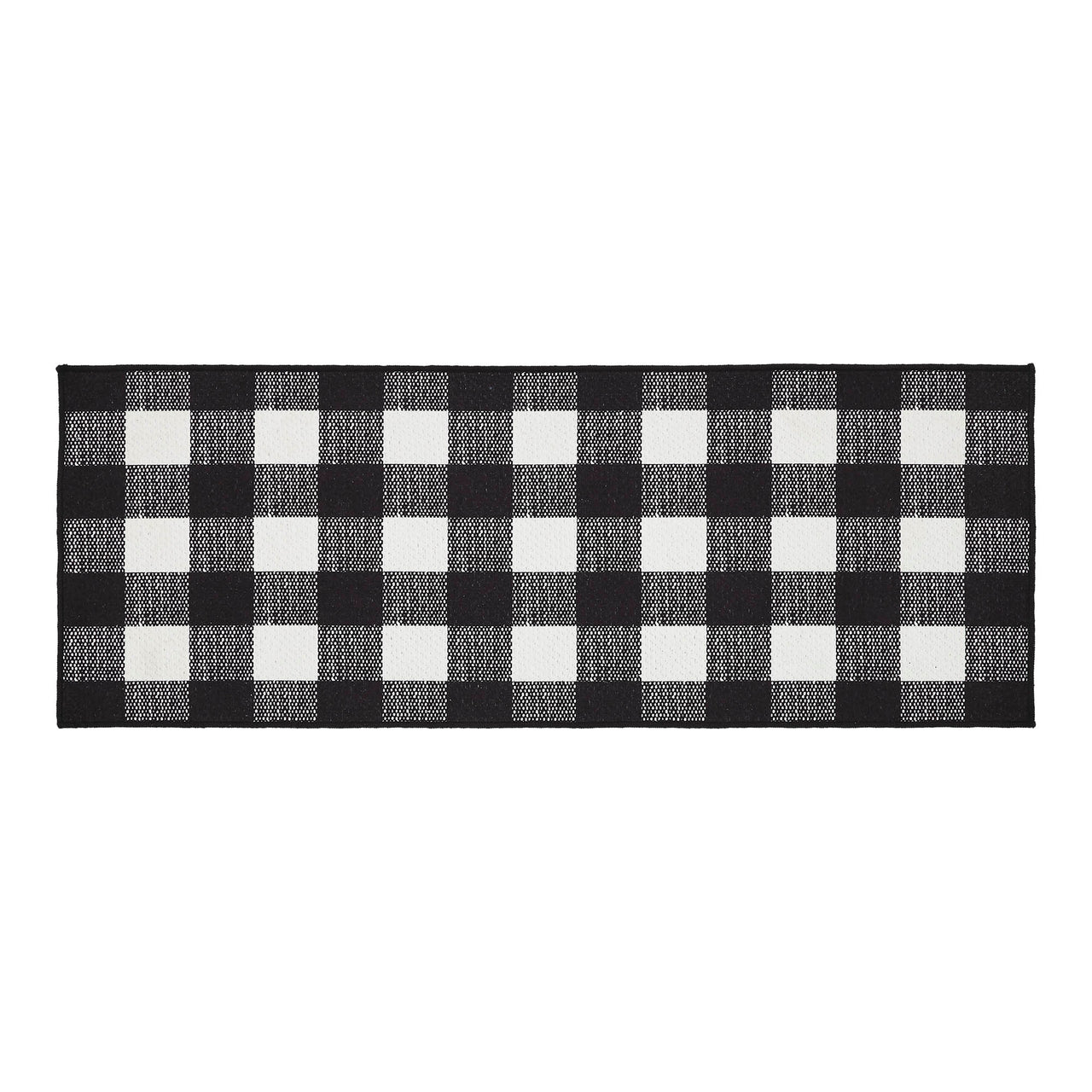 Annie Buffalo Check Black Polyester Rug Rect 17x48