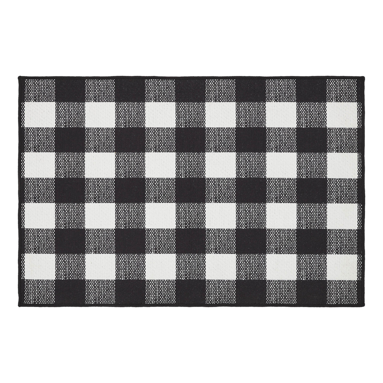 Annie Buffalo Check Black Polyester Rug Rect 24x36