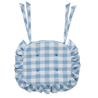 Annie Buffalo Check Blue Ruffled Chair Pad 16.5x18 - The Fox Decor