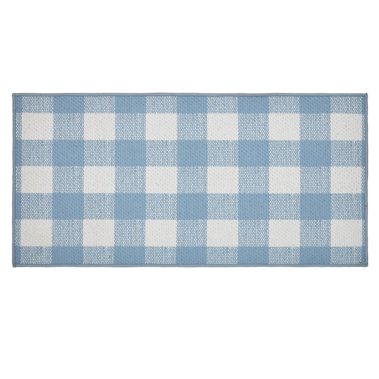 Annie Buffalo Check Blue Polyester Rug Rect 17x36