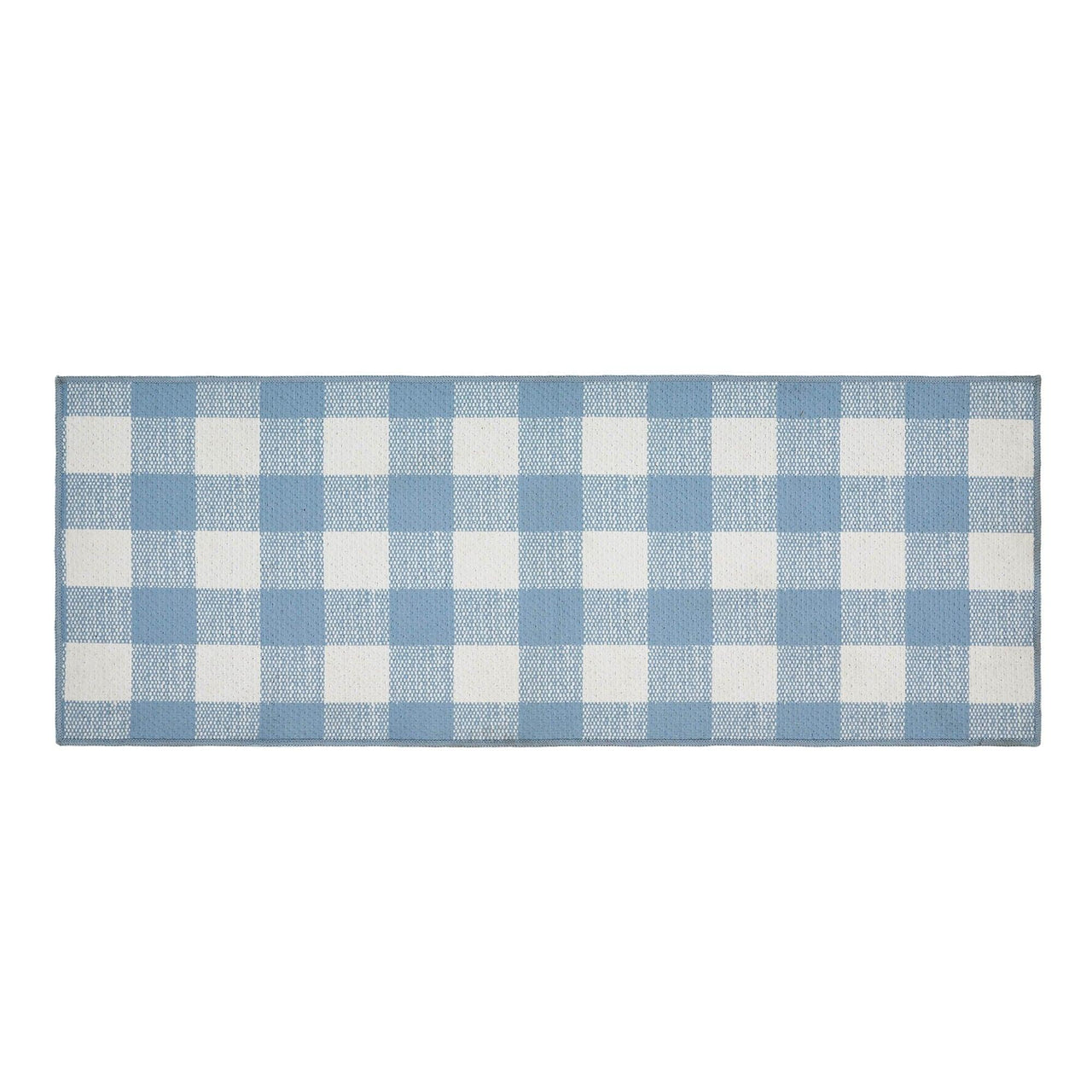 Annie Buffalo Check Blue Polyester Rug Rect 17x48 - The Fox Decor