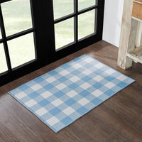 Annie Buffalo Check Blue Polyester Rug Rect 24x36 - The Fox Decor