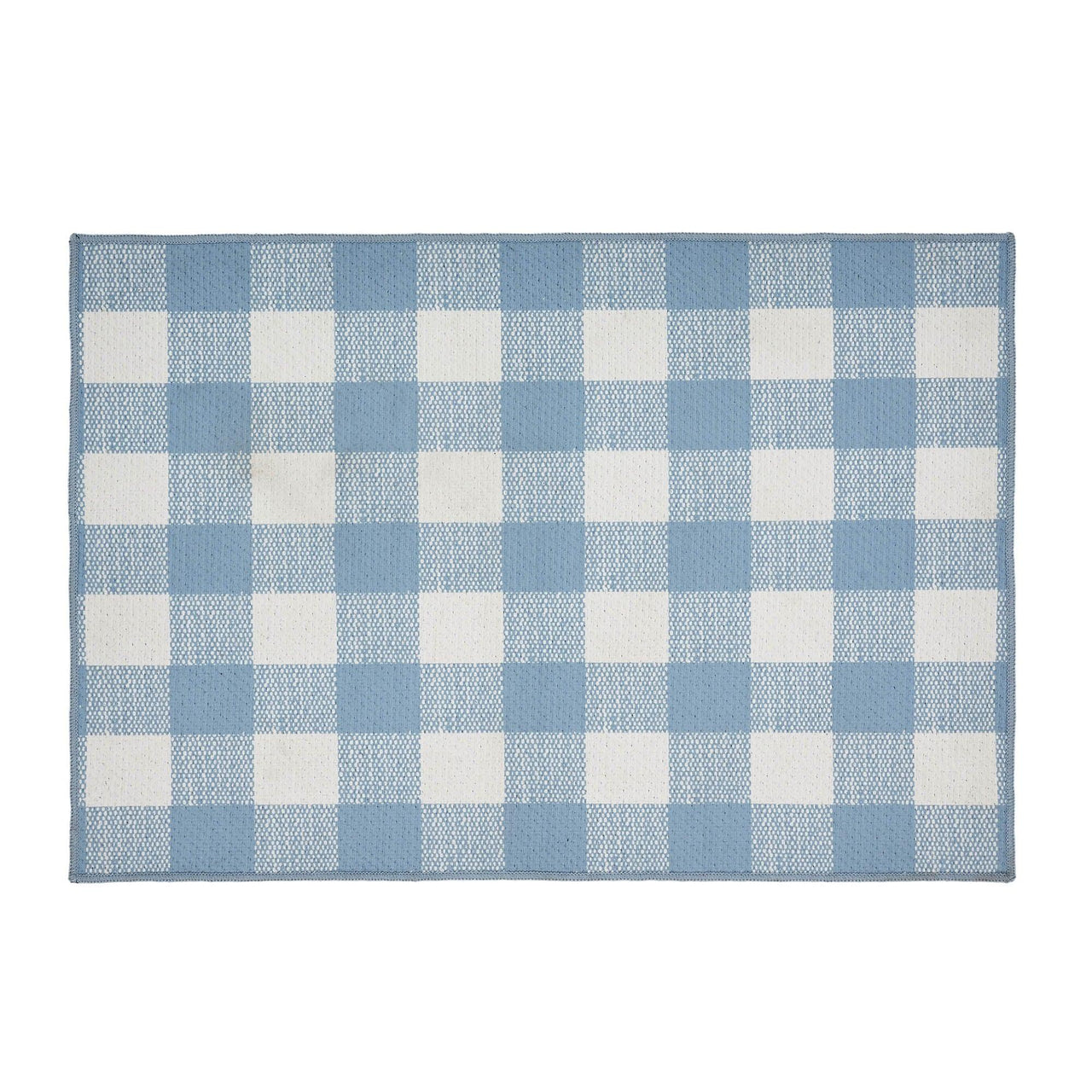 Annie Buffalo Check Blue Polyester Rug Rect 24x36 - The Fox Decor