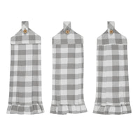 Annie Buffalo Check Grey Button Loop Tea Towel Set of 3 - The Fox Decor