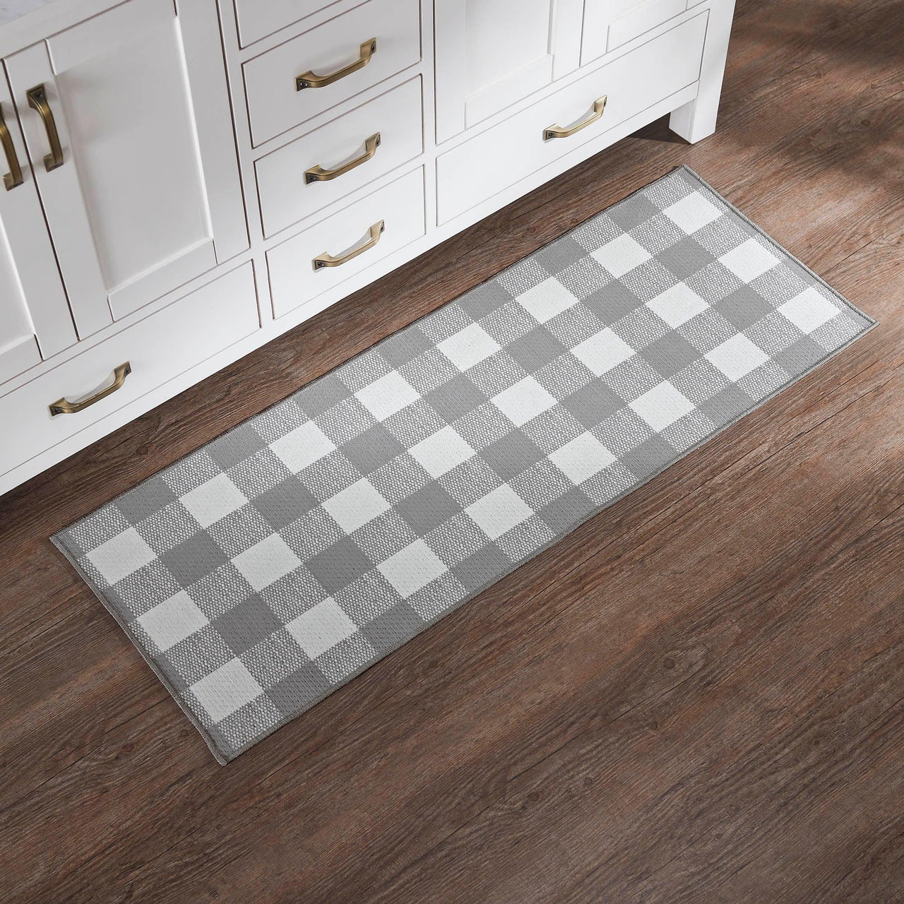 Annie Buffalo Check Grey Polyester Rug Rect 17x48 - The Fox Decor