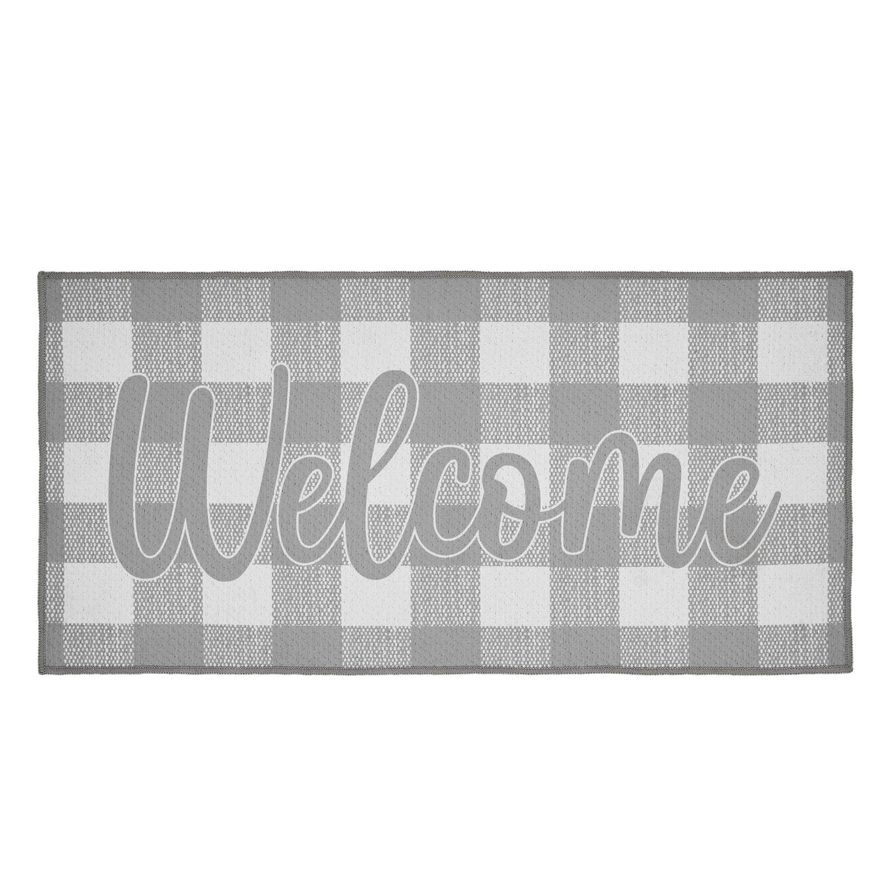 Annie Buffalo Check Grey Welcome Polyester Rug Rect 17x36 - The Fox Decor