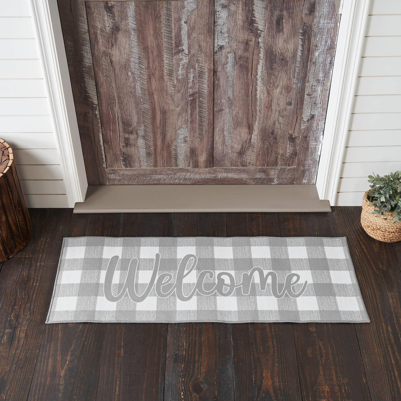 Annie Buffalo Check Grey Welcome Polyester Rug Rect 17x48 - The Fox Decor