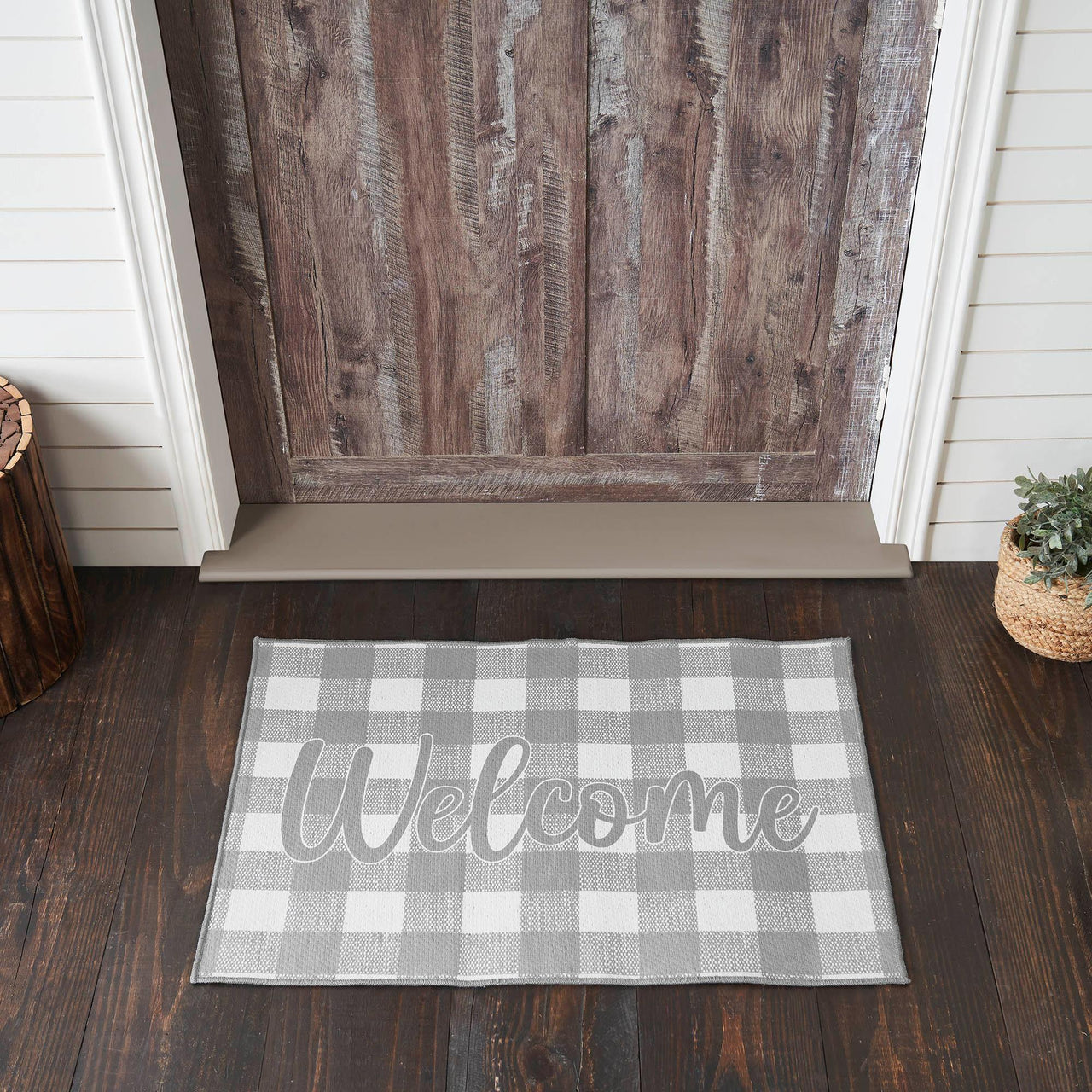 Annie Buffalo Check Grey Welcome Polyester Rug Rect 24x36 - The Fox Decor