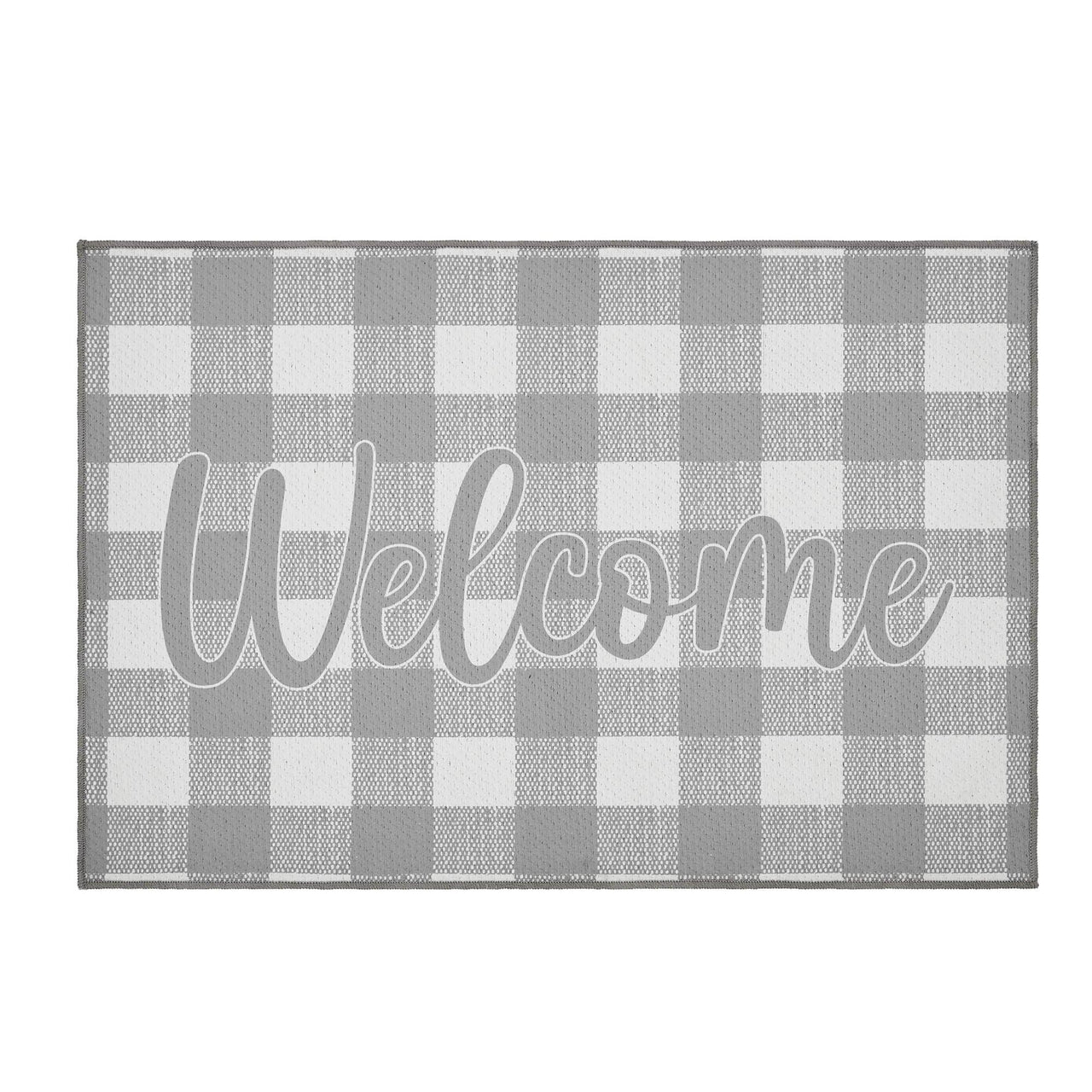 Annie Buffalo Check Grey Welcome Polyester Rug Rect 24x36 - The Fox Decor