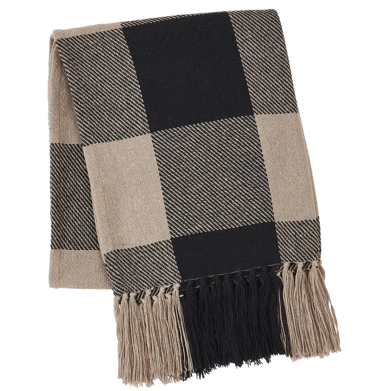 Black Check Woven Throw 50x60