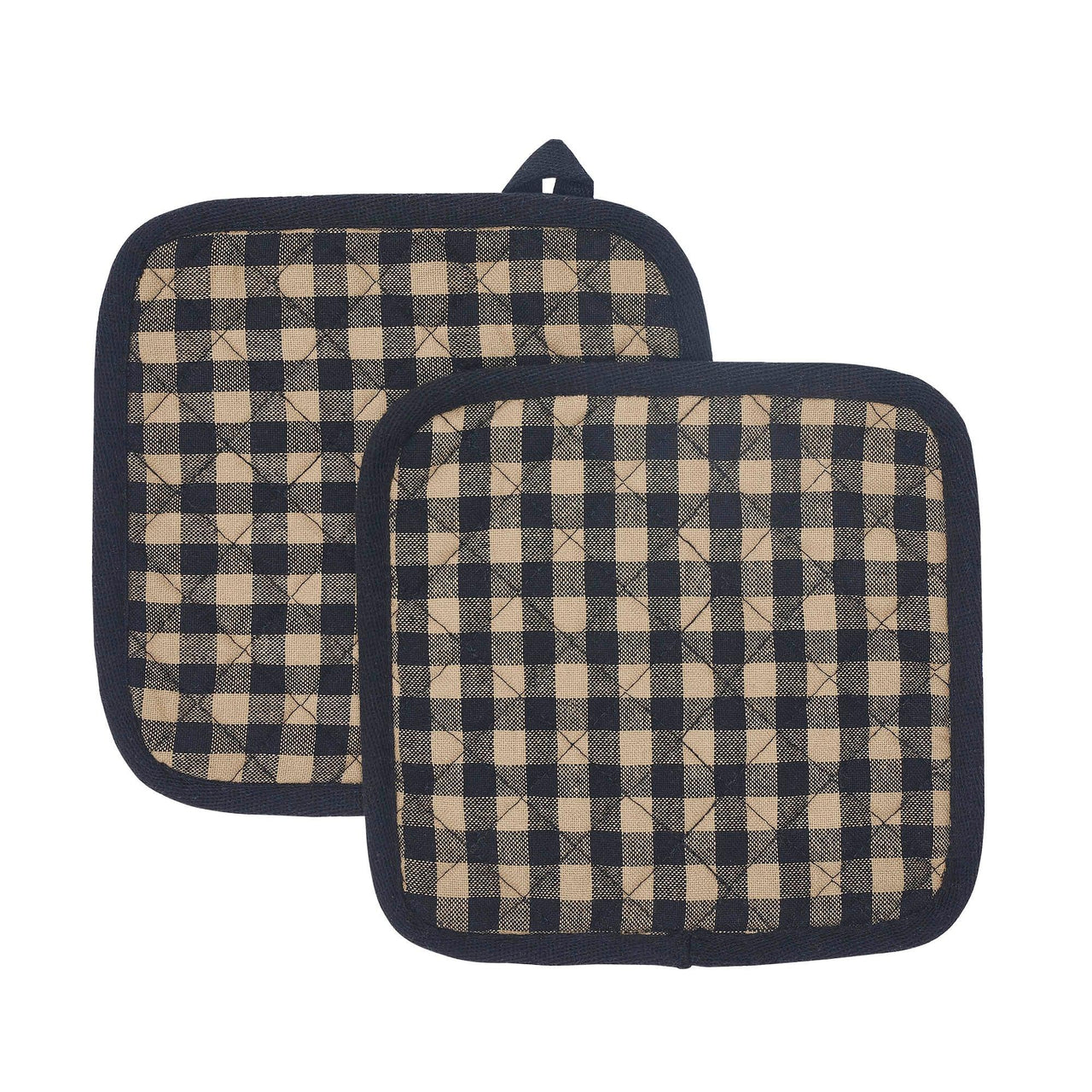 Black Check Pot Holder Set of 2 8x8 - The Fox Decor