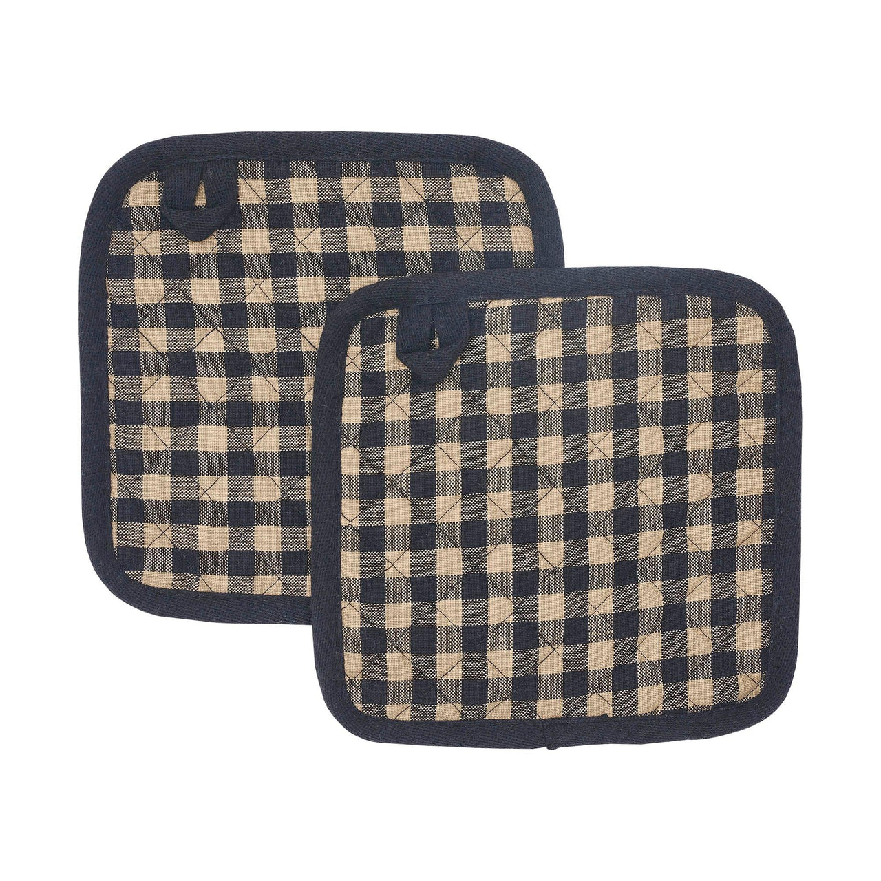 Black Check Pot Holder Set of 2 8x8 - The Fox Decor