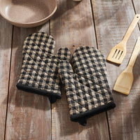Black Check Oven Mitt Set of 2 - The Fox Decor