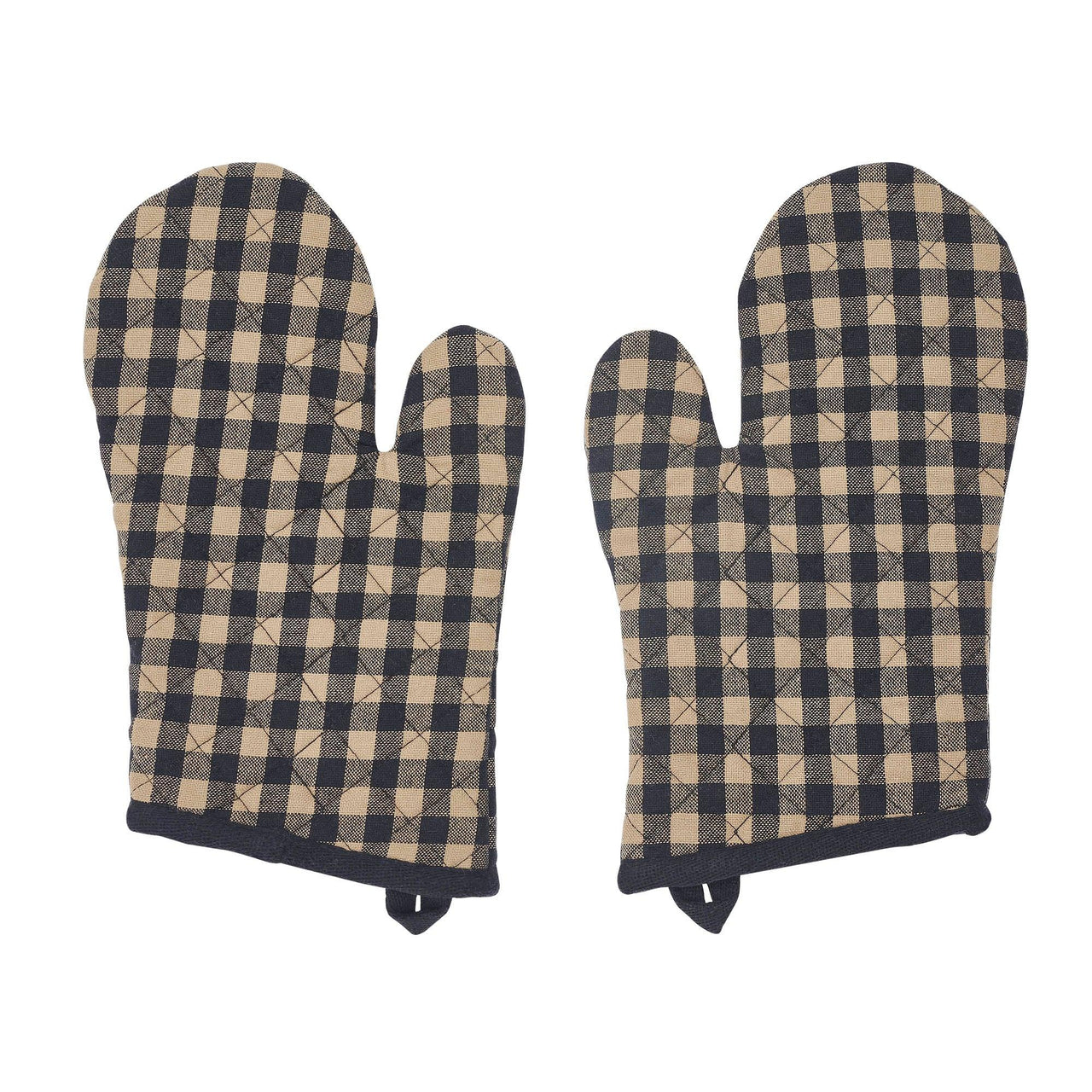 Black Check Oven Mitt Set of 2 - The Fox Decor
