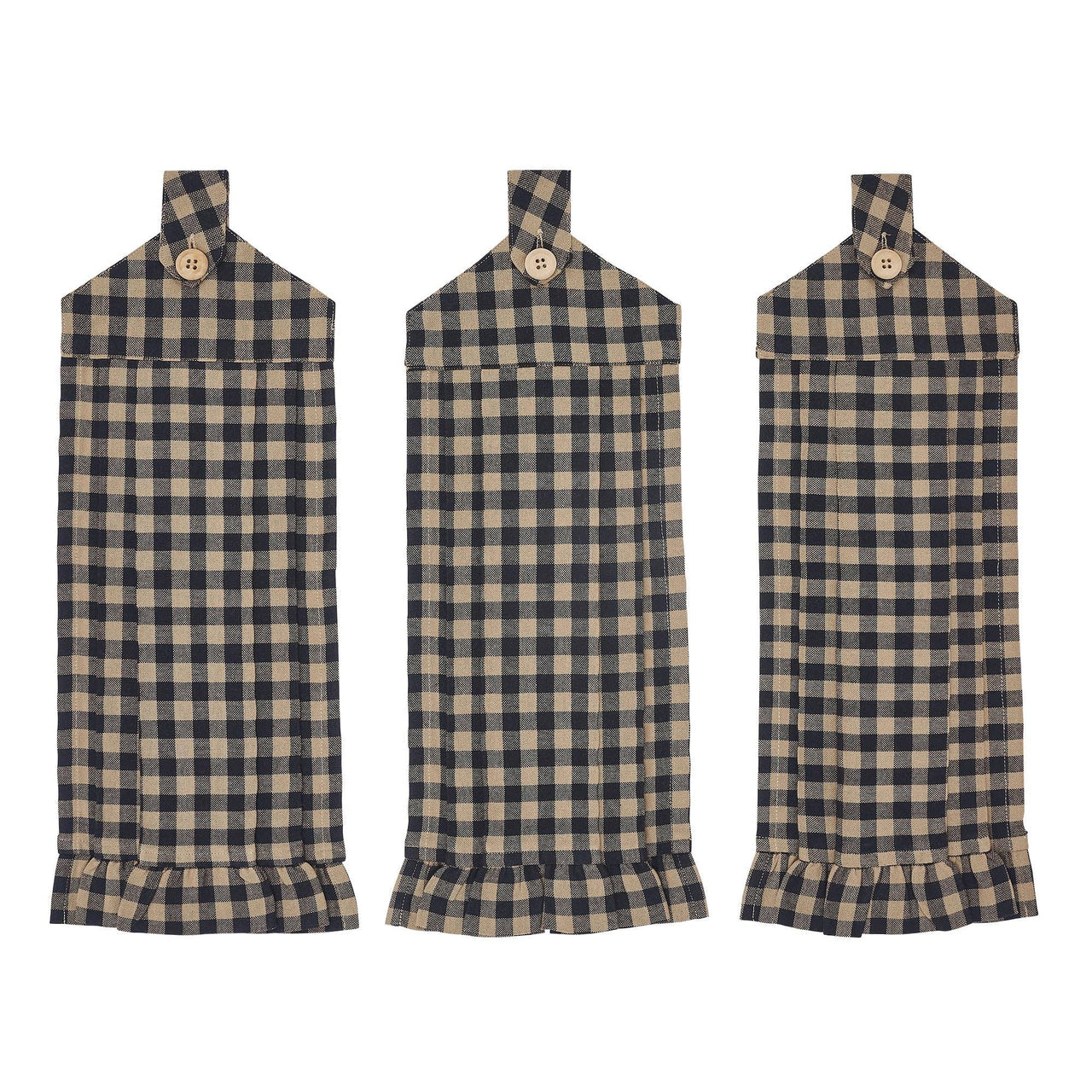 Black Check Button Loop Tea Towel Set of 3 - The Fox Decor