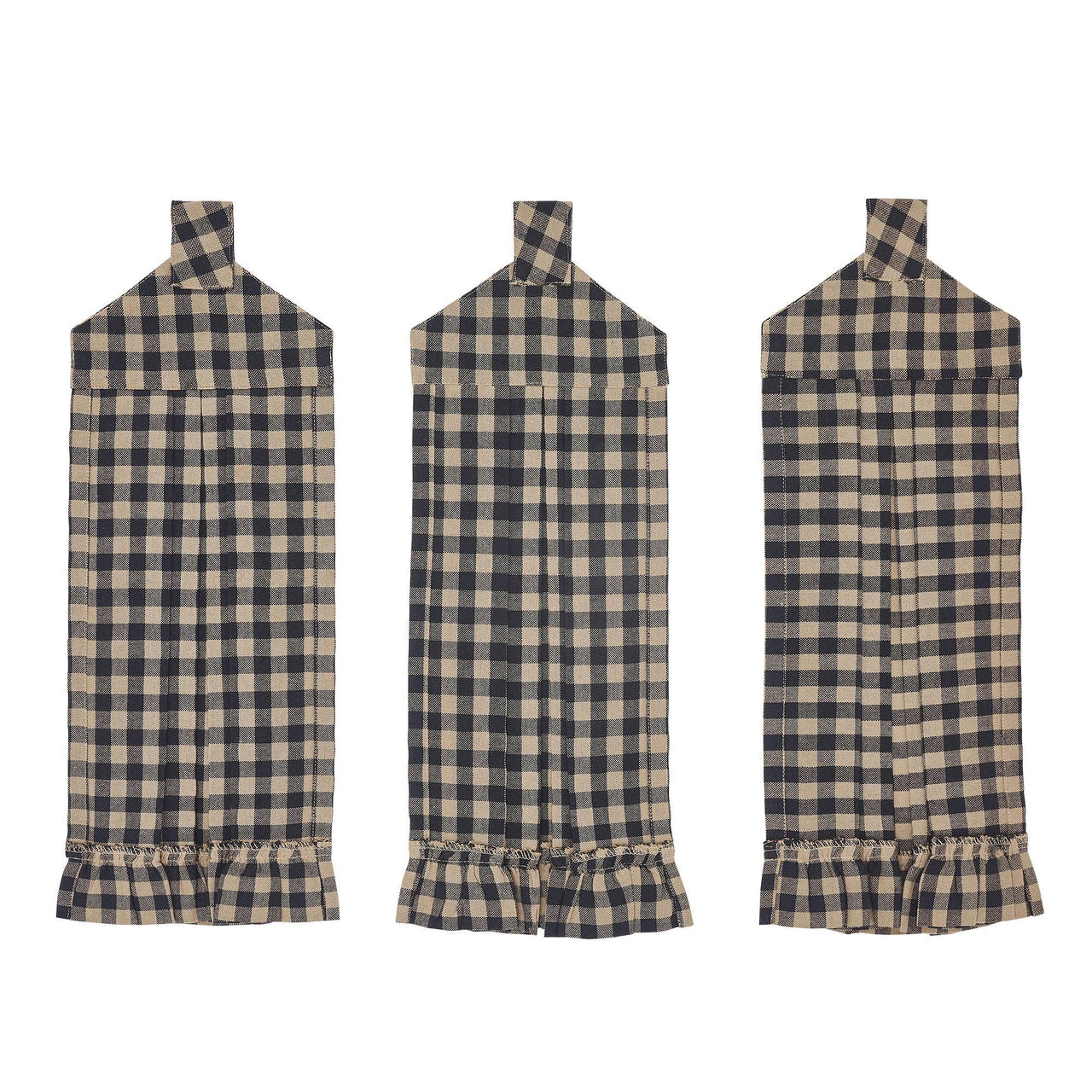 Black Check Button Loop Tea Towel Set of 3 - The Fox Decor