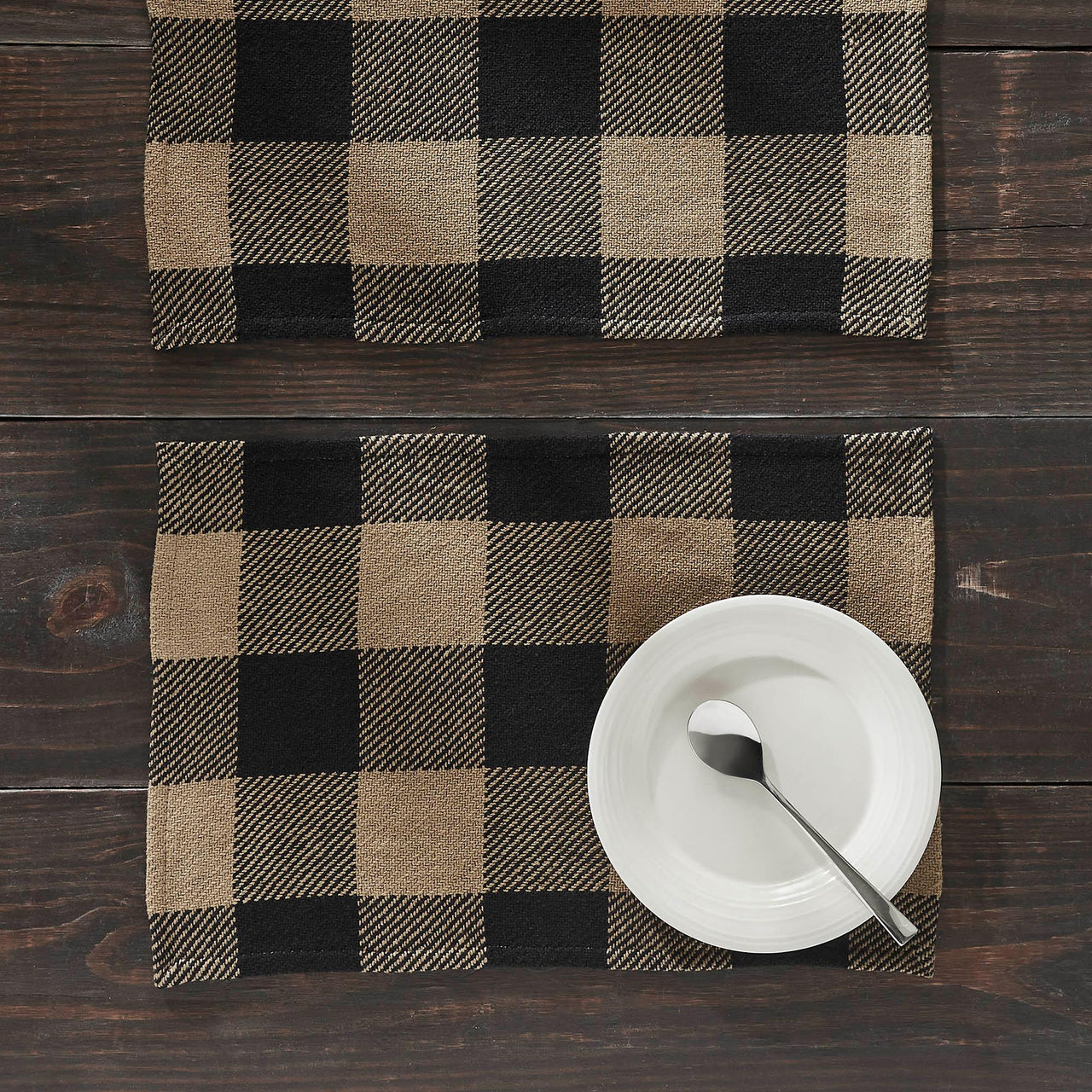 Black Check Placemat Set of 2 13x19 - The Fox Decor