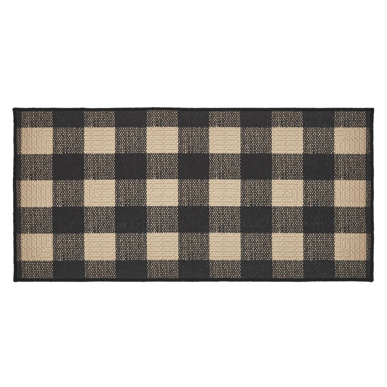 Black Check Polyester Rug Rect 17x36 - The Fox Decor