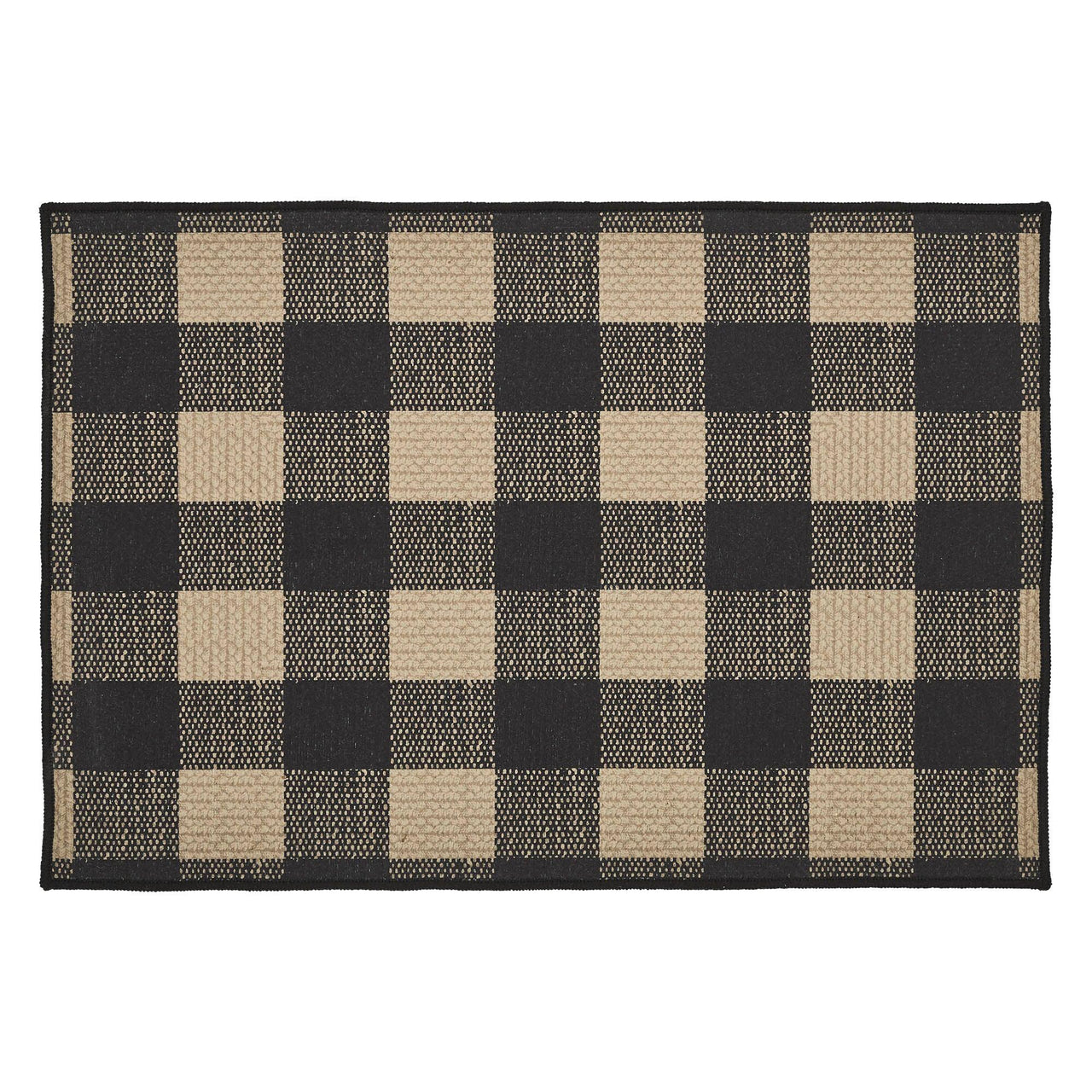 Black Check Polyester Rug Rect 20x30 - The Fox Decor