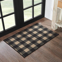 Black Check Polyester Rug Rect 24x36 - The Fox Decor