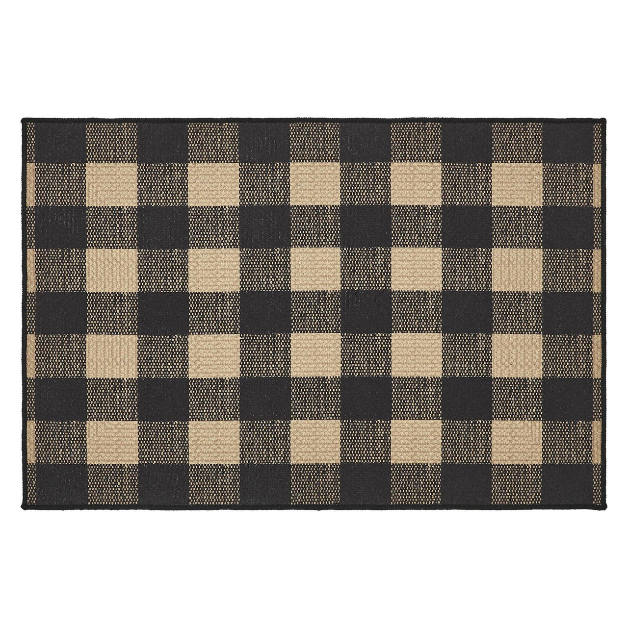 Black Check Polyester Rug Rect 24x36 - The Fox Decor