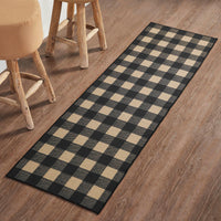 Black Check Polyester Rug/Runner Rect 22x78 - The Fox Decor