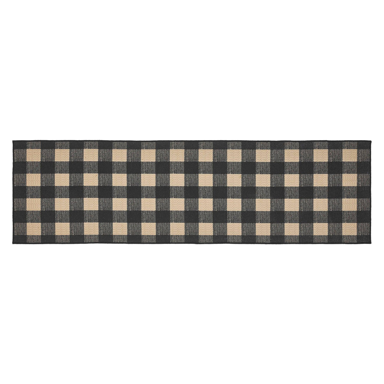 Black Check Polyester Rug/Runner Rect 22x78 - The Fox Decor