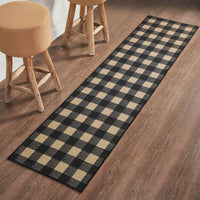 Black Check Polyester Rug/Runner Rect 22x96 - The Fox Decor