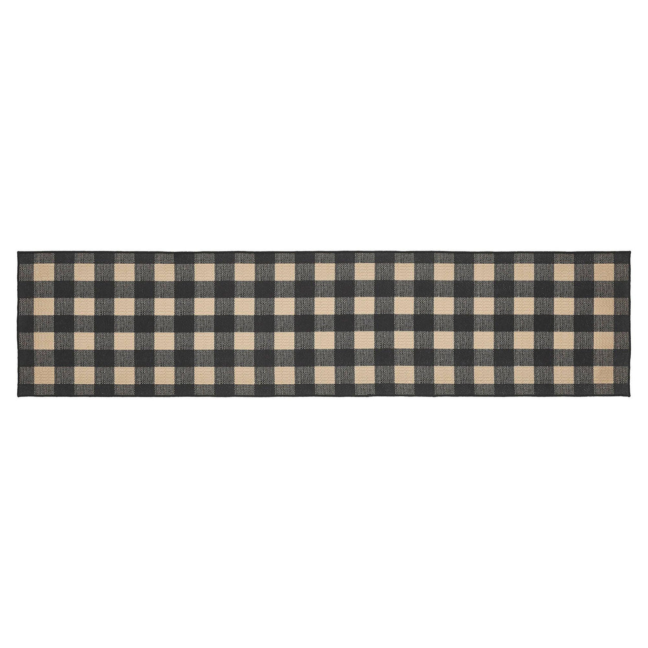 Black Check Polyester Rug/Runner Rect 22x96 - The Fox Decor