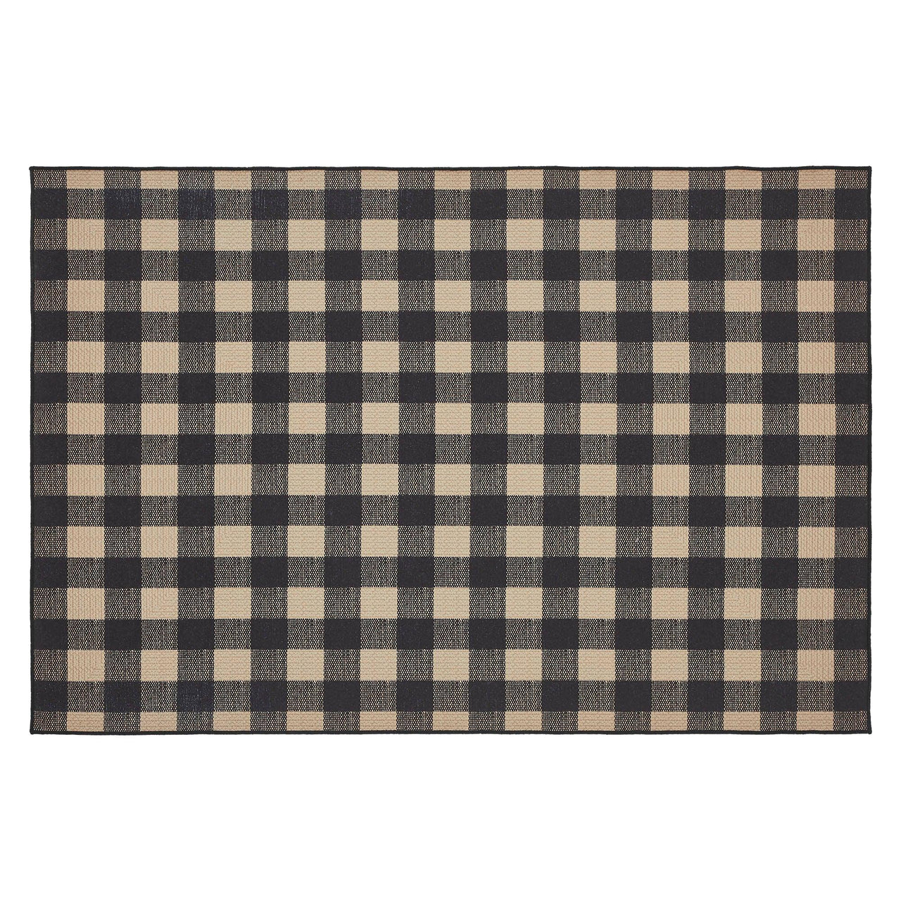 Black Check Polyester Rug Rect 48x72 - The Fox Decor