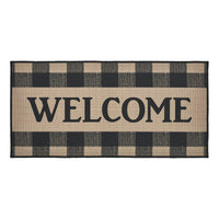 Black Check Welcome Polyester Rug Rect 17x36 - The Fox Decor