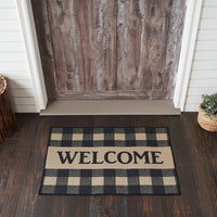 Black Check Welcome Polyester Rug Rect 24x36 - The Fox Decor