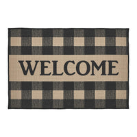 Black Check Welcome Polyester Rug Rect 24x36 - The Fox Decor