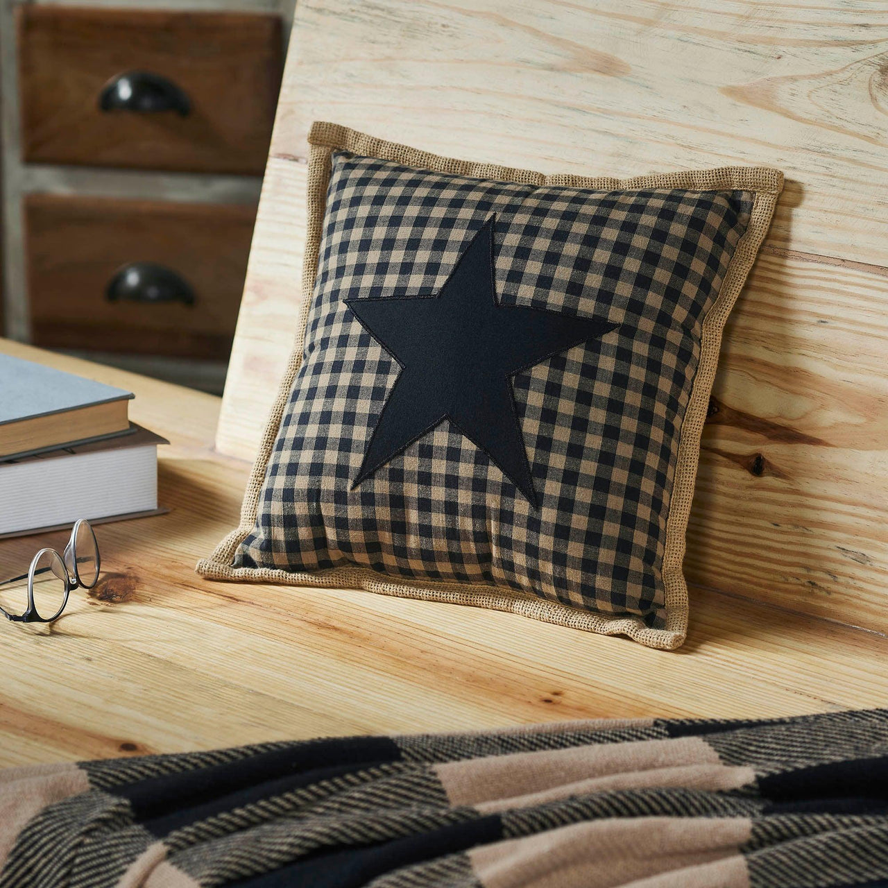 Black Check Star Pillow 12x12 - The Fox Decor
