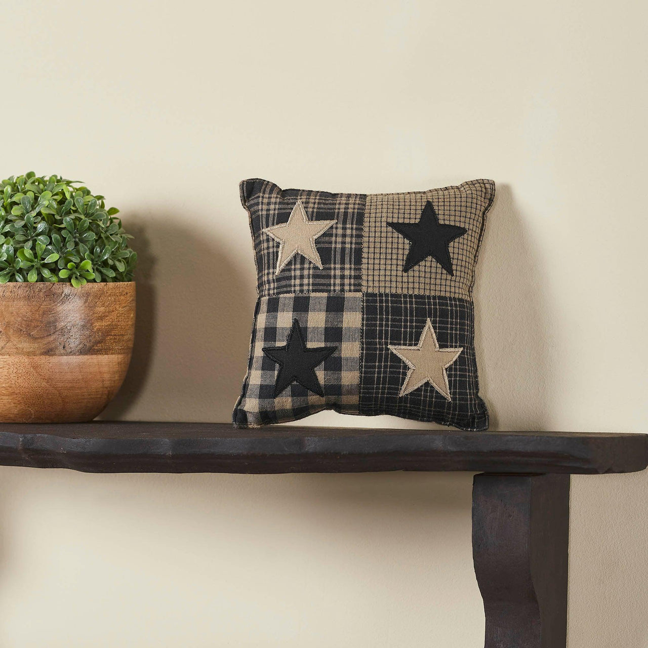 Black Check Star Pillow 6x6 - The Fox Decor