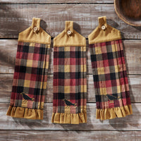 Heritage Farms Primitive Check Button Loop Tea Towel Set of 3 - The Fox Decor