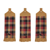 Heritage Farms Primitive Check Button Loop Tea Towel Set of 3 - The Fox Decor