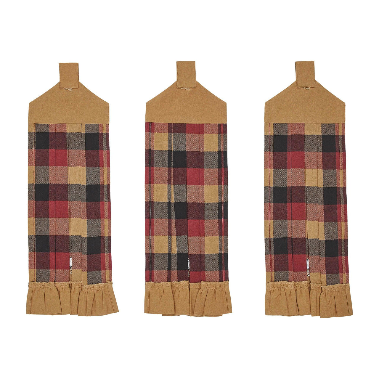 Heritage Farms Primitive Check Button Loop Tea Towel Set of 3 - The Fox Decor