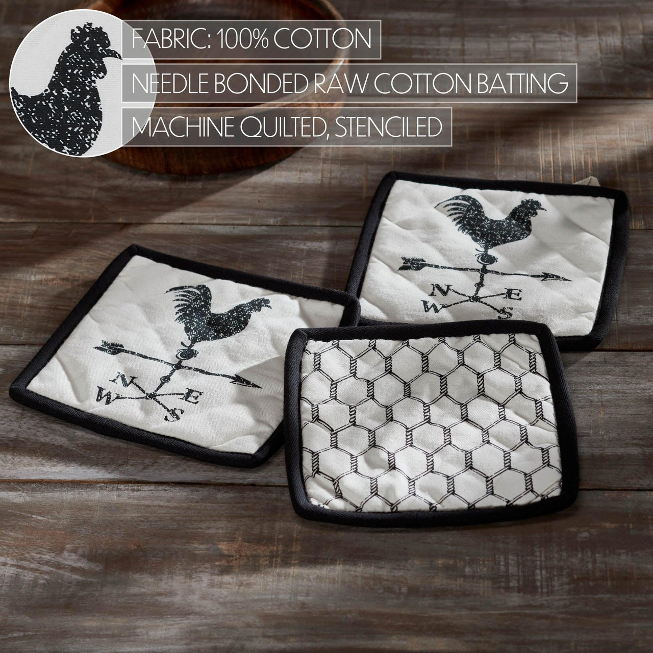 Down Home Pot Holder Set of 3 8x8 - The Fox Decor