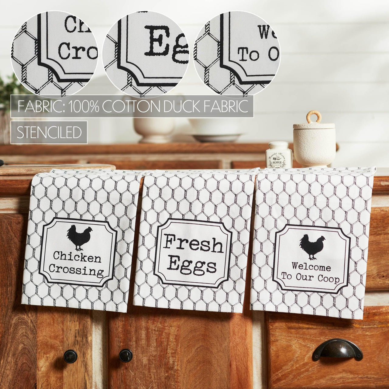 Down Home Chicken Crossing Tea Towel Set of 3 19x28 - The Fox Decor